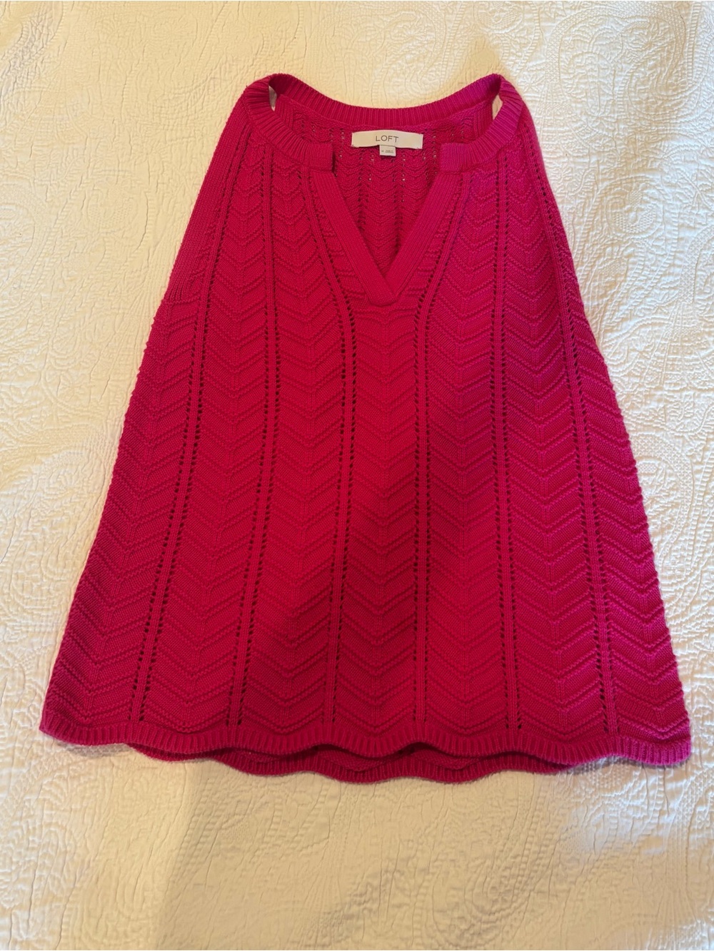 LOFT Hot Pink Chevron Knit A-Line Top